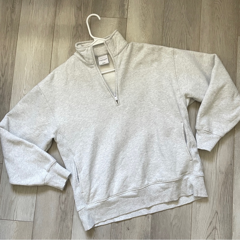 Aritzia Gray Half-Zip Sweater